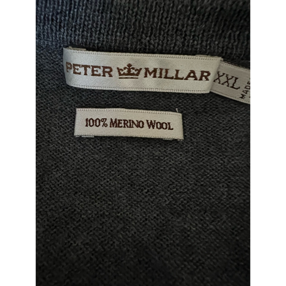 Men's Peter Millar V-Neck Sweater XXL Gray 100% Merino Wool